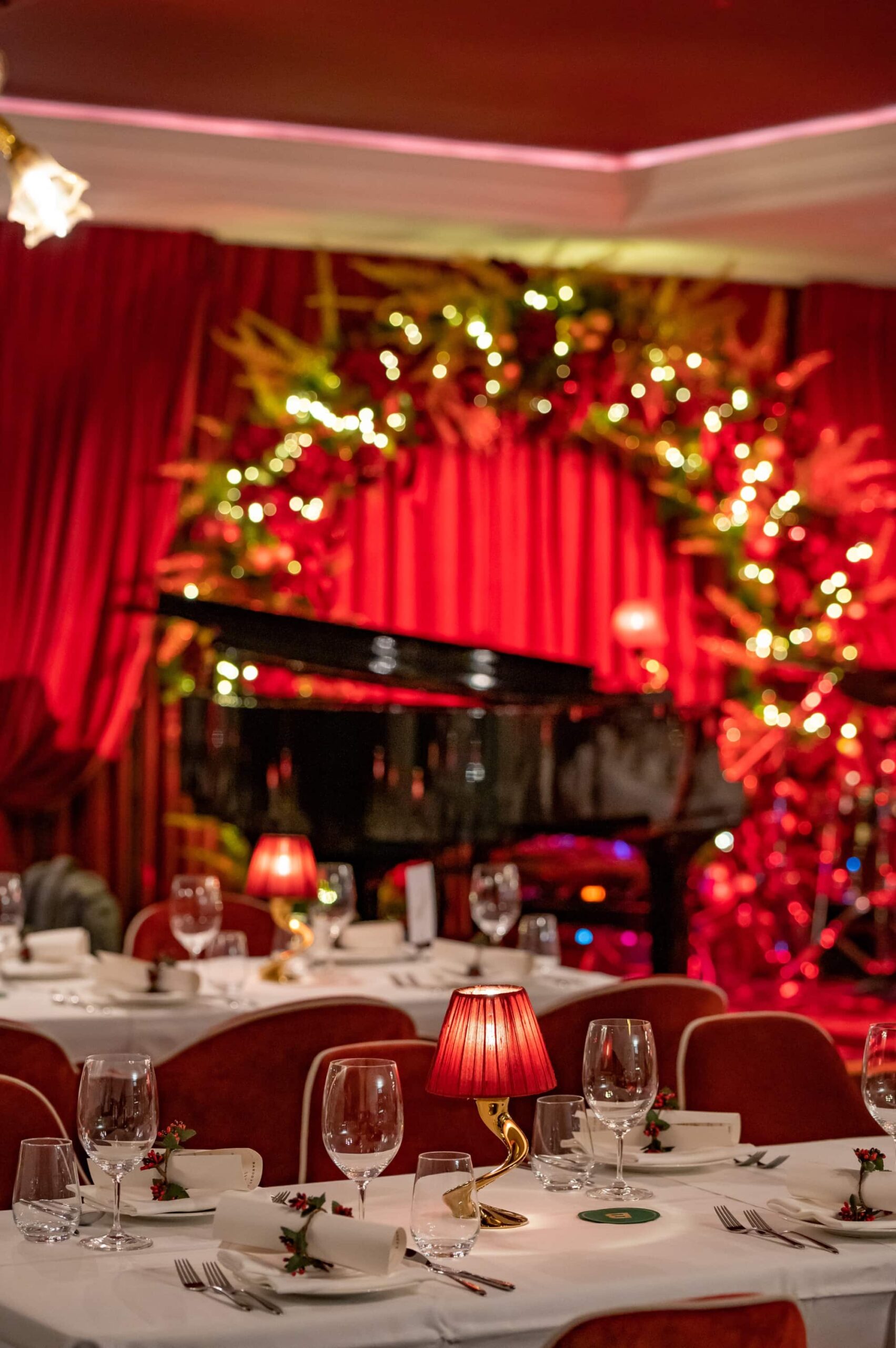 Black grand piano in restaurant